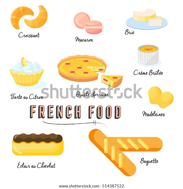 Collection French Food Flat Vector Stock Vector (Royalty Free ...