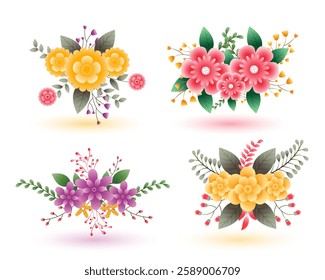 collection of fresh floral element background for interior decor vector