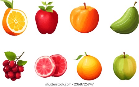 Collection of fresh fruit clipart illustrator