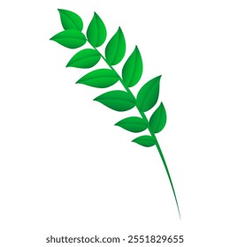 Collection of fresh green leaves. simple twig with green leaves. Vector illustration