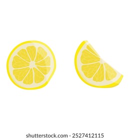 Collection of fresh lemon slices isolated on white background. Vector illustation