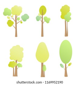 collection of fresh spring forest tall tree isolated vector 