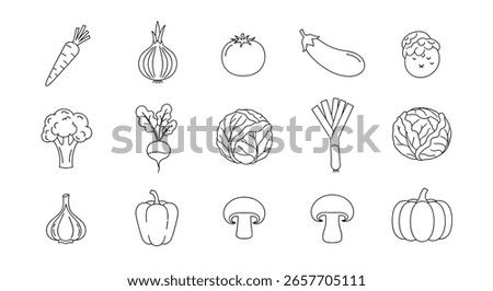 Collection of fresh vegetable illustrations representing healthy eating and nutrition choices