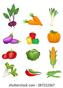 Colección de pinturas de verduras frescas aisladas en blanco
