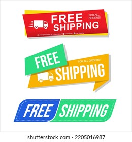 Collection of FRRE SHIPPING product banner flat design for apps and websites 