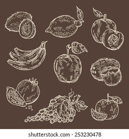 Colección de fruta, dibujado a mano.