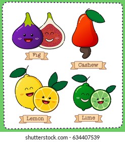 collection of fruit illustration with expression in vector format for various use