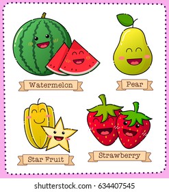 collection of fruit illustration with expression in vector format for various use