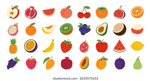 A collection of fruit images, including apples, bananas, oranges, and watermelons. The images are colorful and vibrant, and they convey a sense of freshness and health