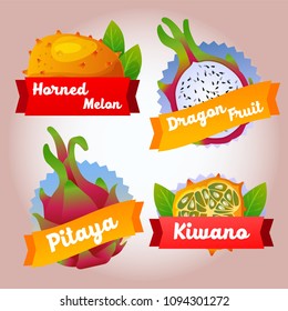 collection fruit kiwano pitaya badge