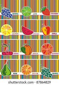 collection Fruit labels. Vector Illustration