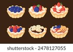 Collection of Fruit Tart Pastry Vector Illustration