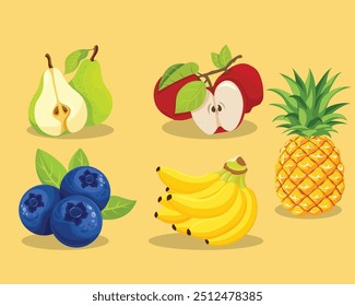Una colección de frutas con varios tipos de sabores