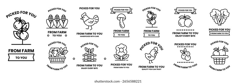 Una colección de distintivos de frutas y verduras