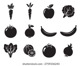 A collection of fruit and vegetable icons