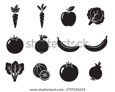 A collection of fruit and vegetable icons