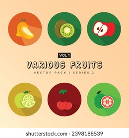 Collection of fruits and berries - Vector isolated icon illustration set