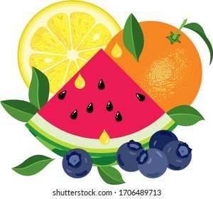 Collection of fruits isolated on white