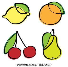 Collection of fruits with leaf