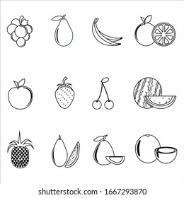 Collection of fruits line icons. Editable stroke