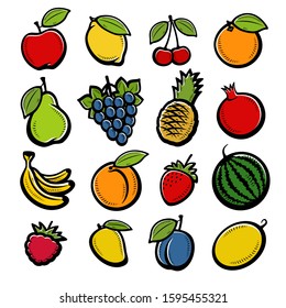 Collection of fruits set. Vector illustration