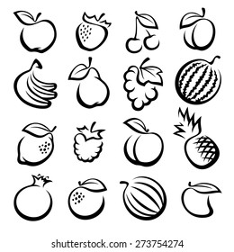 Collection of fruits set. Vector illustration