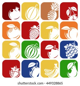 Collection of fruits set. Vector illustration