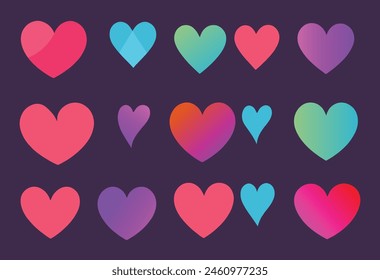 collection of full color vector heart images