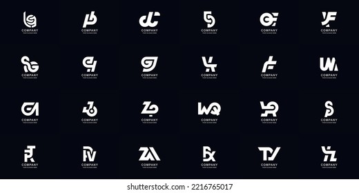 Collection full set abstract combine letter a - z monogram logo design