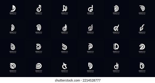 Diseño del logotipo de la letra abstracta D o del monograma DD de conjunto completo