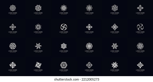 Diseño de la plantilla del logotipo de la flor o del adorno abstracto de conjunto completo de la colección