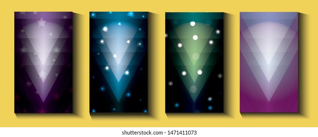 Collection of full-color poster abstract background vector.