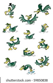 collection of fun cartoon ducks