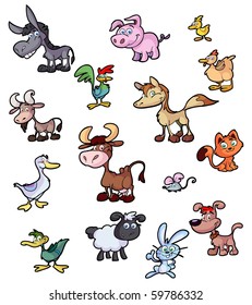collection of fun cartoon farm animals