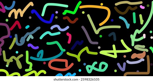 A collection of fun colorful scribble line patterns. A creative abstract art background collection for kids or festive celebration designs.Childish scribble wallpaper print texture collection