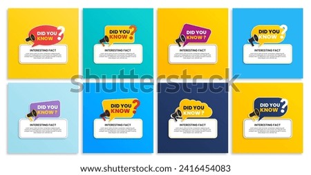 Collection of fun fact did you know with megaphone design