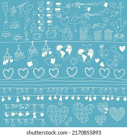 A collection of fun illustrations using the shape of a heart,