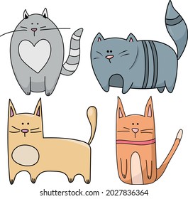 Collection of funny animated cats simple style