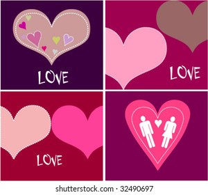 Collection funny cards with hearts