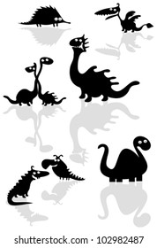 Collection of funny cartoon dinosaurs