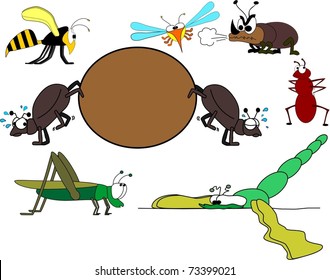 A collection of funny cartoon insects