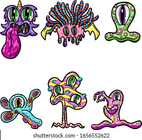 A Collection of Funny Cartoon Slime Monsters Illustration Vectors