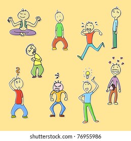 collection of funny doodle characters