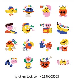 Collection of Funny Flat Stickers 

