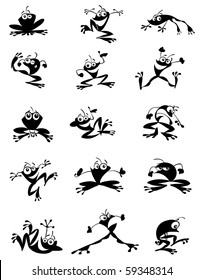 collection of funny frogs vector set