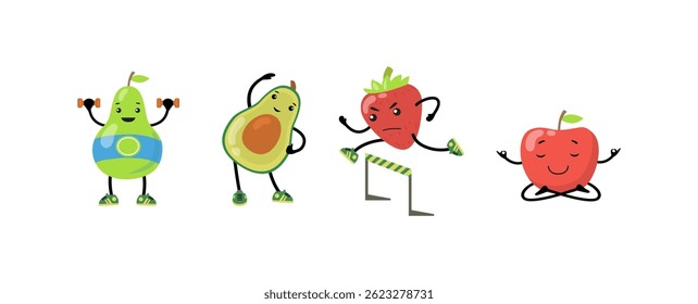 Collection of funny fruit characters	