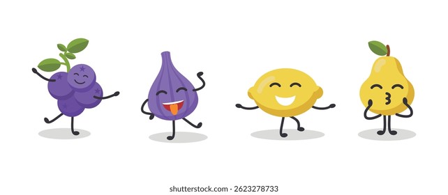 Collection of funny fruit characters	