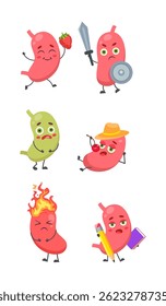 Collection of funny fruit characters	