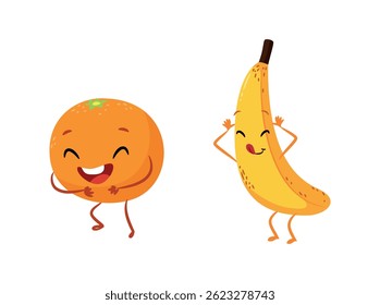 Collection of funny fruit characters	