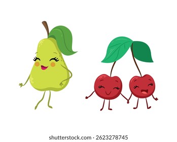 Collection of funny fruit characters	